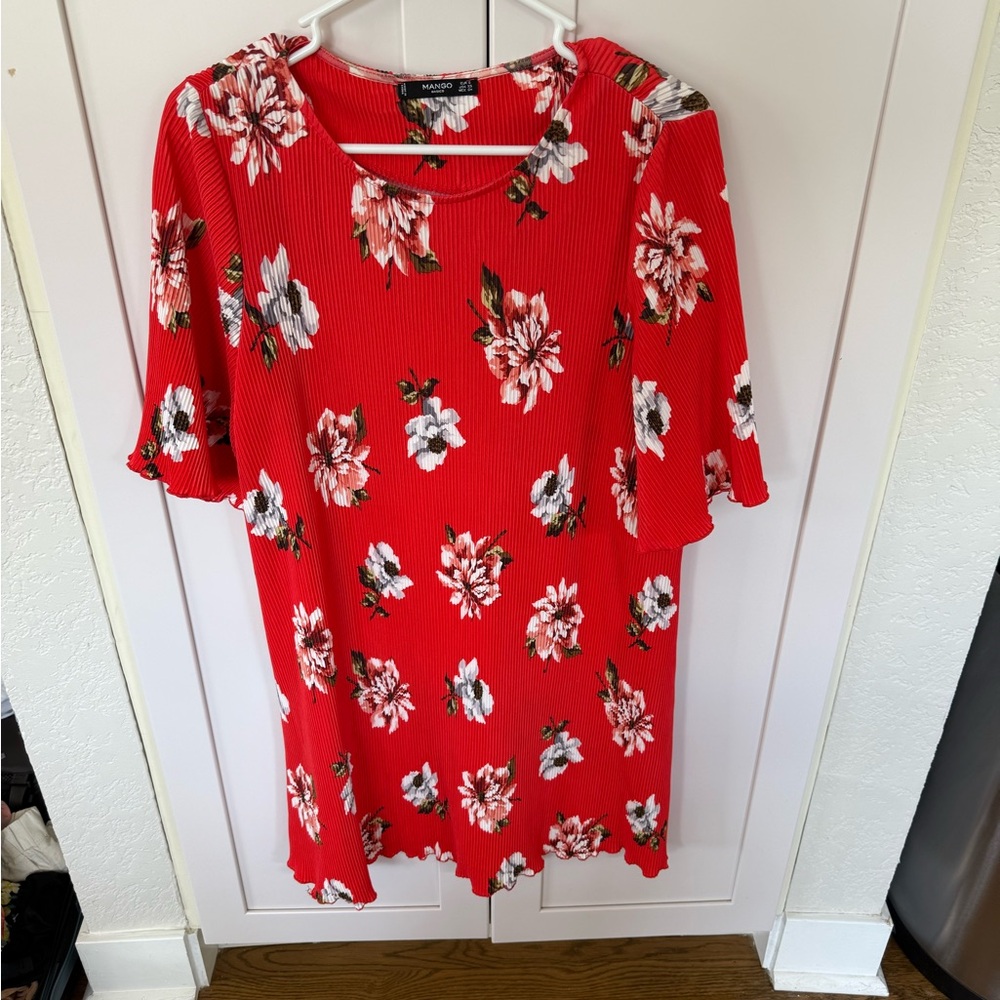 Mango Red Floral Summer Dress
